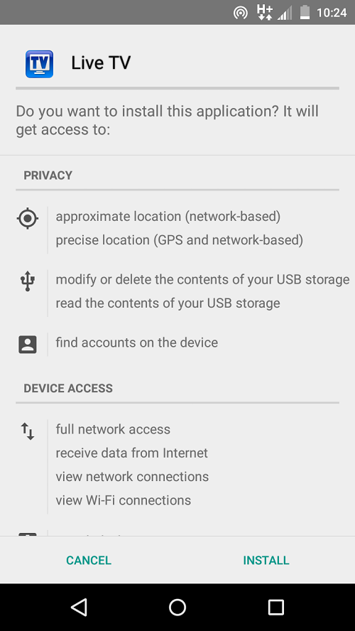 Enable Unknown Sources on Android.